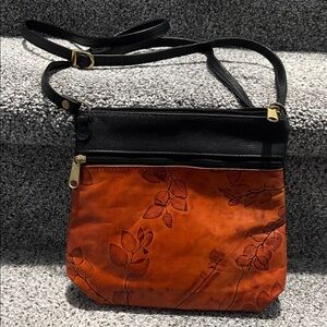 Leaf Leather bag. C.L.Whiting collection. Small Messenger bag. Hand made Leather